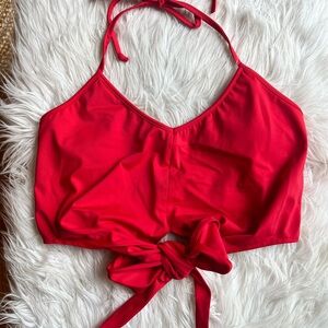 Kortni Jeane Tomato Red Tie-Front Swimsuit Top Bikini Medium or Large?